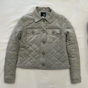 Kut from the Kloth Women's Quilted Faux Suede Jacket in Light Gray